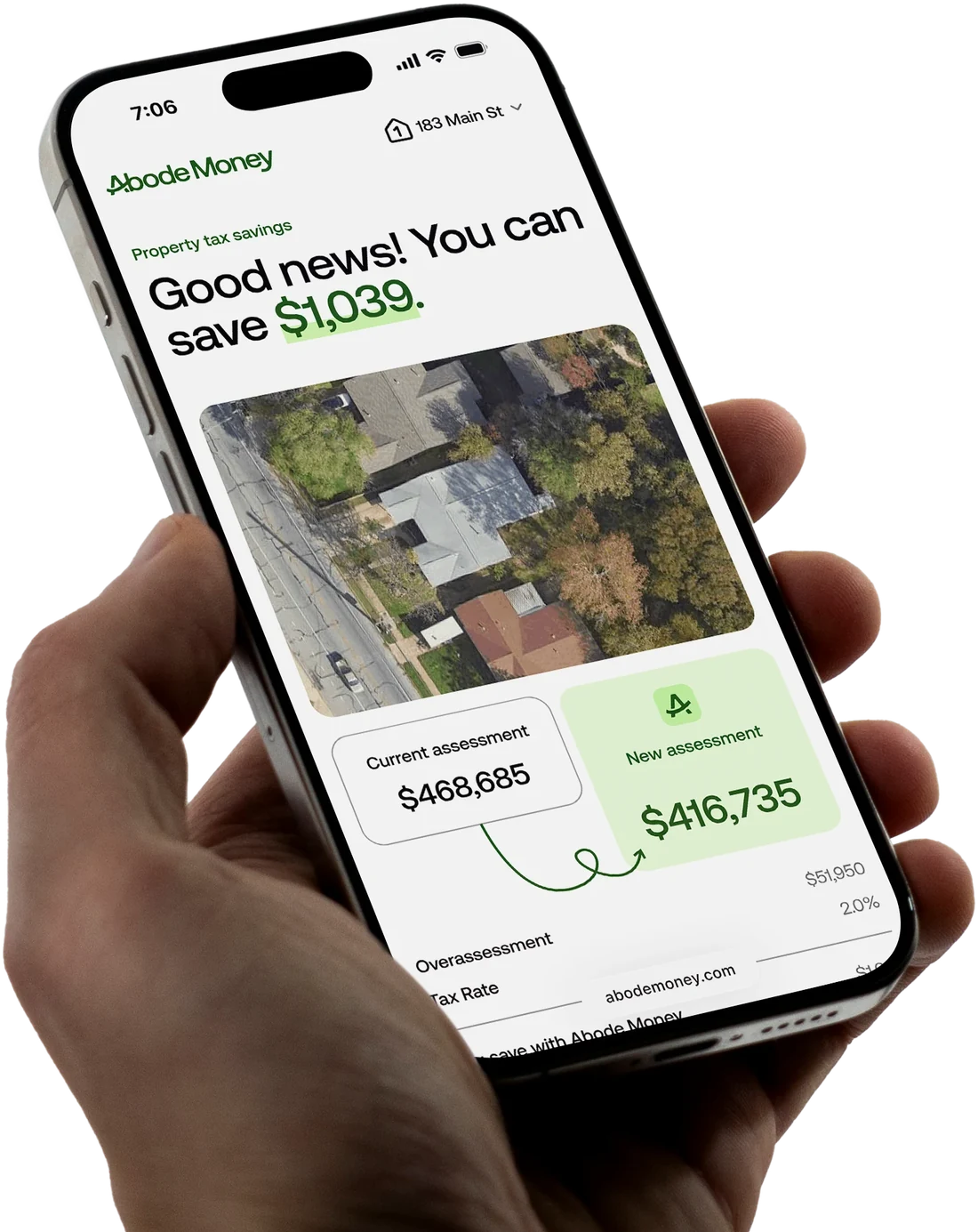 Abode Money on a phone: Good news! You can save $1,039.